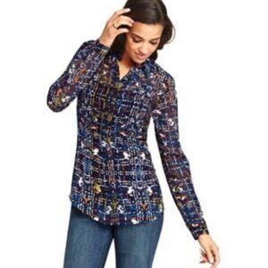 CAbi Geometric Button Down Festival Blouse Small